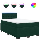 Cumpara ieftin Pat box spring cu saltea, verde inchis, 120x200 cm, catifea