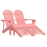 Cumpara ieftin Scaun de gradina Adirondack cu 2 locuri &amp; otoman, roz lemn brad