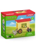 Schleich Farm World - Mobile Chicken Coop (42572) - Set de Joaca, Figurina Gaina si Cos Mobil