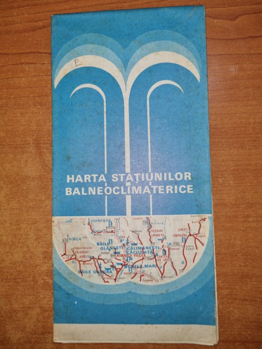 harta statiunilor balneoclimaterice - din anul 1981 - dimensiuni 65/46 cm