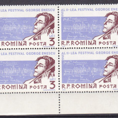 ROMANIA 1961 LP 522 AL II-LEA FESTIVAL GEORGE ENESCU BLOC DE 4 TIMBRE MNH
