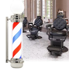 Lampă iluminată cilidrică model Barber Pole Argintiu 100cm