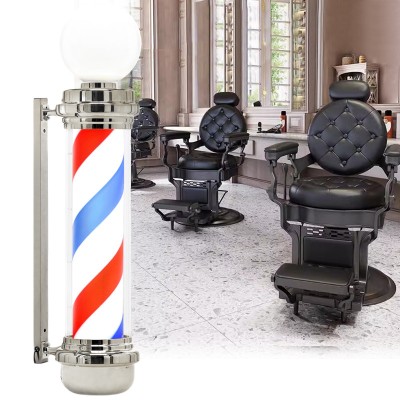 Lampă iluminată cilidrică model Barber Pole Argintiu 100cm foto