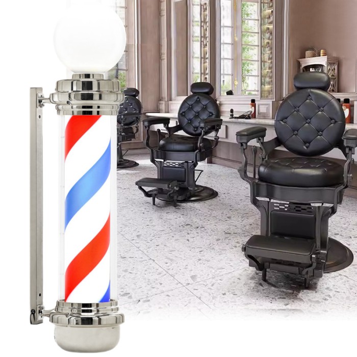 Lampă iluminată cilidrică model Barber Pole Argintiu 100cm