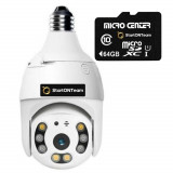 Camera wireless IP, profesionala de supraveghere de 2MP, Rotativa de exterior tip Bec cu Senzor miscare, Alba