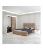 Dormitor Eric Crem Cu Dulap Tapitat 160x200cm