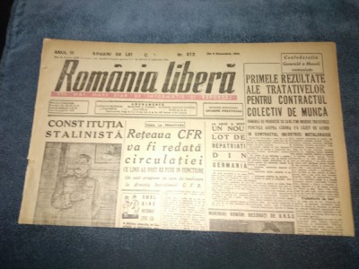 ZIAR ROMANIA LIBERA 6 DECEMBRIE 1945 foto