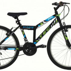 Bicicleta MTB Tec Strong, culoare negru/verde, roata 24", cadru din otel PB Cod:222437000304