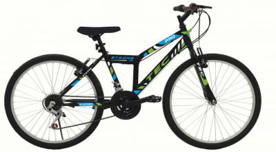 Bicicleta MTB Tec Strong, culoare negru/verde, roata 24&amp;quot;, cadru din otel PB Cod:222437000304 foto