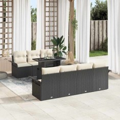 vidaXL Set de canapele pentru grădină cu pernă 8 pcs Negru Rattan poli 3356960