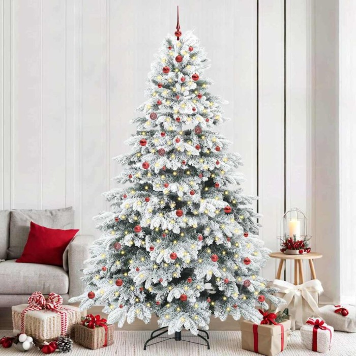 Brad de Crăciun artificial cu 300 LED Verde 240 cm PE și PVC
