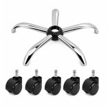 Cumpara ieftin Set bază si roti pentru scaun directorial DEPOX&reg;, metal/pvc, 60 cm, argintiu/negru