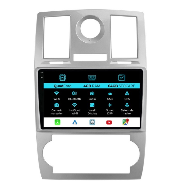 Navigatie Dedicata Chrysler 300C (2004-2008),QuadCore, 9Inch, 4Gb Ram, 64Gb Stocare, Carplay