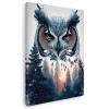 Tablou canvas padure bufnita rasarit albastru, alb, roz 1134 Tablou canvas pe panza CU RAMA 60x80 cm