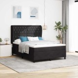 VidaXL Pat cu arcuri cu saltea cu headboard Negru 140 x 190 cm Catifea 3340870