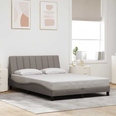 vidaXL Cadru de pat fără saltea, gri taupe, 140x200 cm, textil 3310395 foto