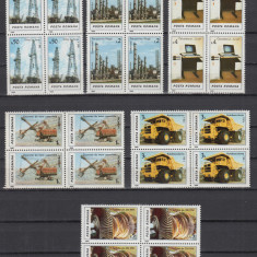 ROMANIA 1986 LP 1171 INDUSTRIE ROMANEASCA BLOCURI DE 4 TIMBRE MNH