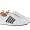 Adidasi barbati sport - casual din piele naturala cu siret - VIC2400ALB