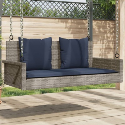 vidaXL Balansoar cu perne gri 119x56x48 cm, poliratan 365633 foto