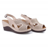 Sandale Dama, Anna Viotti, Ann-06-06 L8(38) Casual, Piele Naturala,Pudra