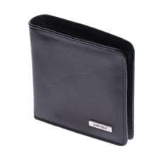 Portofel barbati ALPIN POLO, din piele naturala, negru, 11 x 10 cm, 606N
