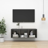 vidaXL Dulap TV montat pe perete, gri extralucios, 37x37x107 cm, PAL