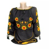 Cumpara ieftin Bluza Neagra cu Motiv Floral Galben - BMG188