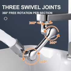 Extensor pentru robinet, NOUSEG, ABS, Rotativ, Cu accesorii, Argintiu