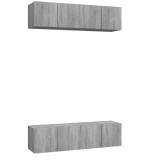 Cumpara ieftin Comode TV, 4 buc., gri sonoma, 60x30x30 cm, lemn prelucrat