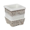 Ghiveci din beton VG202, model cu impletituri, alb cu piatra natur, patrat, pentru exterior, 26 x 26 x30 cm