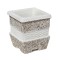 Ghiveci din beton VG202, model cu impletituri, alb cu piatra natur, patrat, pentru exterior, 26 x 26 x30 cm
