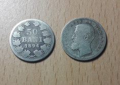 2x 50 Bani 1894 Monede rare argint Romania Regat! foto