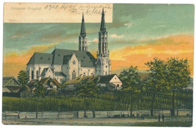 82 - VINGA, Arad, Church, Romania - old postcard - used - 1908 foto
