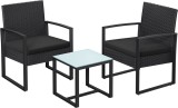 Cumpara ieftin Set scaune si masa de cafea de gradina, Songmics, Negru, GGF010B05