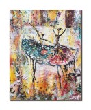 Tablou balerine stilizate impasto pictat manual, 50x40cm acril pe panza in relief efect 3D, Kenny Varniote