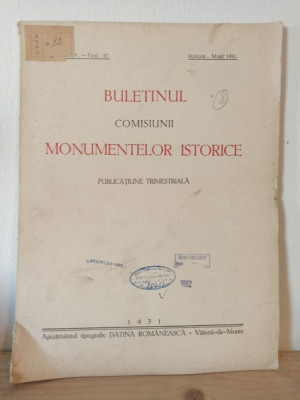 Buletinul Comisiunii Monumentelor Istorice Fasc. 67 - 1931 foto