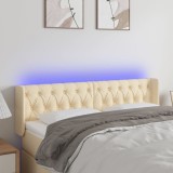 VidaXL Tăblie de pat cu LED, crem, 163x16x78/88 cm, textil