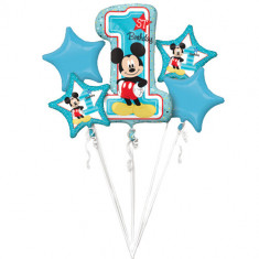 Buchet 5 baloane 1St Birthday Mickey Mouse