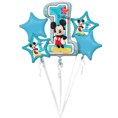 Buchet 5 baloane 1St Birthday Mickey Mouse foto