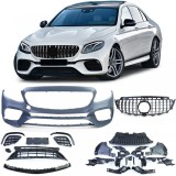 Bumper sport cu grila din crom negru, potrivit pentru Mercedes E-Class W213 16-20 Performance AutoTuning