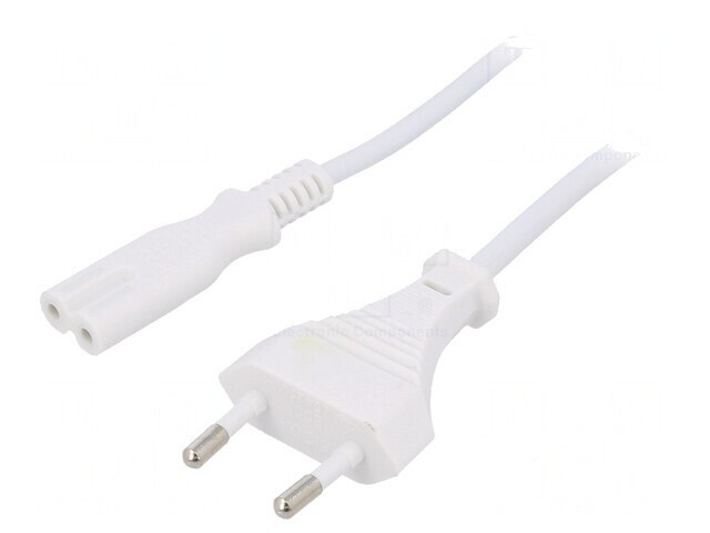 Cablu Alimentare Alb 1.2m 2x0,5mm&sup2; CEE 7/16 la IEC C7