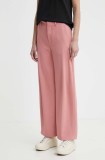 Drykorn pantaloni DESK femei, culoarea roz, drept, high waist, 130014 80754
