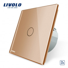 Intrerupator simplu wireless cu touch Livolo din sticla, Auriu foto