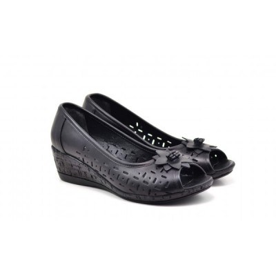 Pantofi dama decupati din piele naturala - Model negru LSV13110N foto