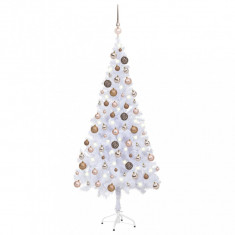 Brad de Crăciun artificial cu LED-uri&globuri 180 cm 620 ramuri