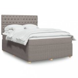 VidaXL Pat box spring cu saltea, gri taupe, 140x200 cm, textil 3292062