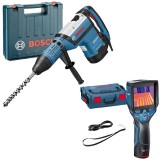 Bosch GTC 400 C + GBH 12-52 DV - Termodetector - m -10/+400 grade C alimentare duala valiza speciala + Rotopercutor SDS-Max 1700 W 19 J valiza plastic