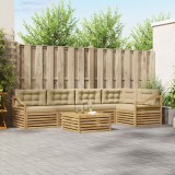 vidaXL Set de canapele de exterior cu pernă 6 pcs Alb și Bej Poliester 3390543