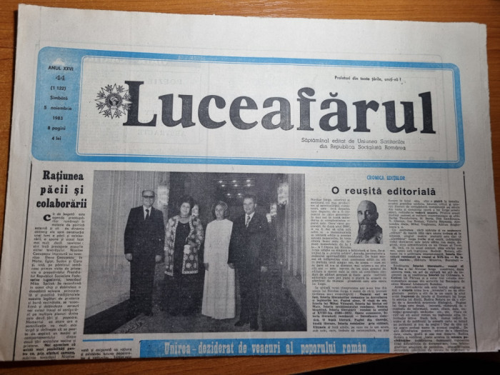 luceafarul 5 noiembrie 1983-mihail sadoveanu,nicolae iorga