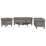 vidaXL Set de canapele, 3 piese, gri taupe, textil